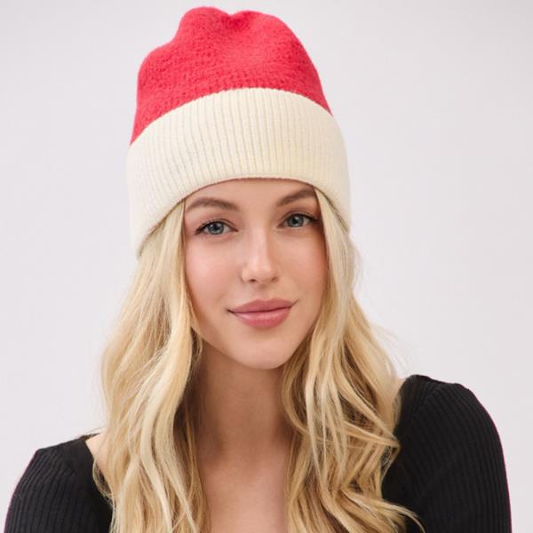 TWO TONE SOFT FUZZY BEANIE