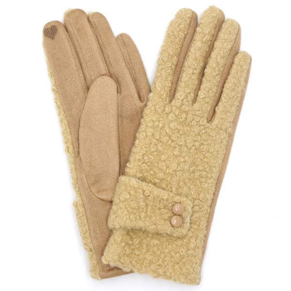 NEW TEDDY SHERPA BUTTONS SMART TOUCH GLOVES