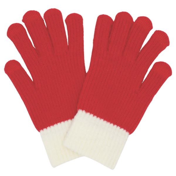 TWO TONES SOFT FUZZY KNIT SMART TOUCH GLOVES