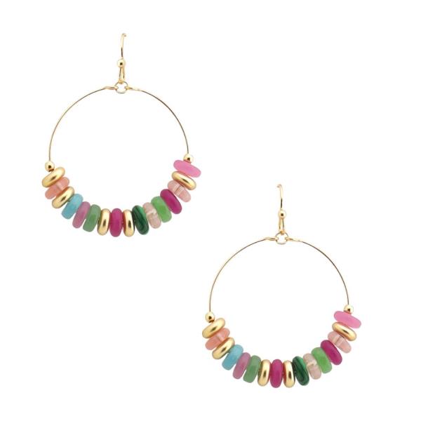 BEADED HOOP DANGLE EARRING