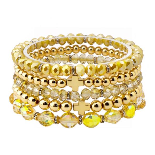 CROSS CHARM MIX BEAD BRACELET SET