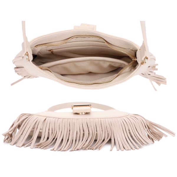 BUCKLE FRINGE DESIGN SHOULDER BAG