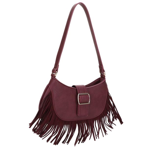 BUCKLE FRINGE DESIGN SHOULDER BAG