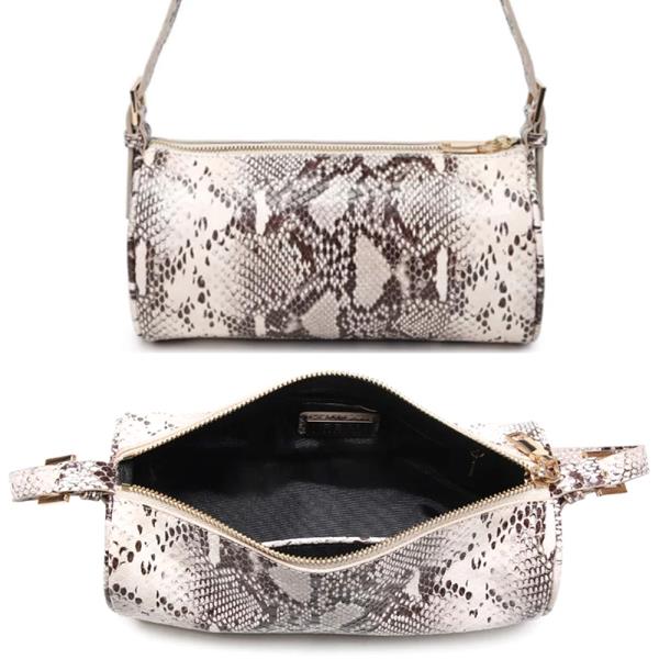 SNAKE TEXTURED RACHEL SHOULDER BAG