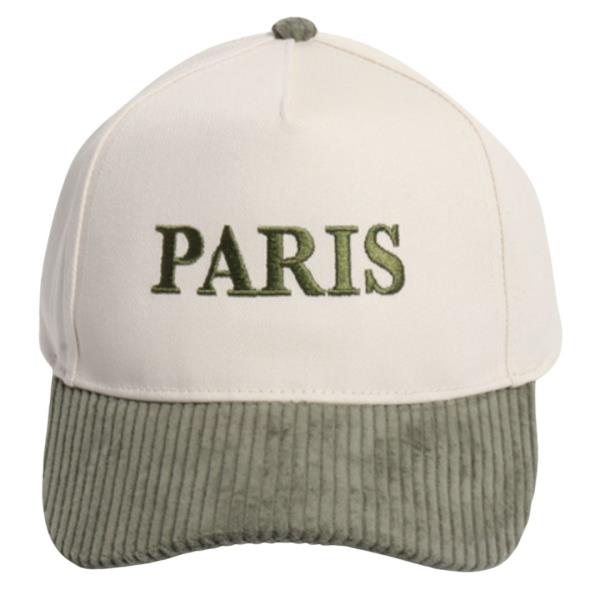EMBROIDERED PARIS BASEBALL CORDUROY CAP