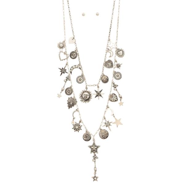 SUN MOON STAR MULTI CHARM LAYERED NECKLACE