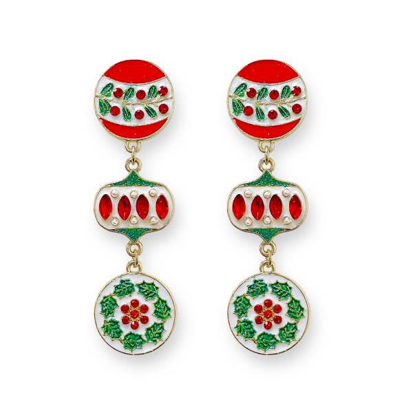 CHRISTMAS ORNAMENT TIERED DANGLE EARRING