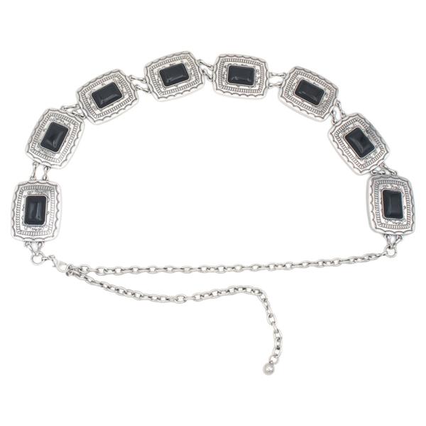TRIBAL PATTERN CAB ACCENT RECTANGLE CONCHO CHAIN BELT