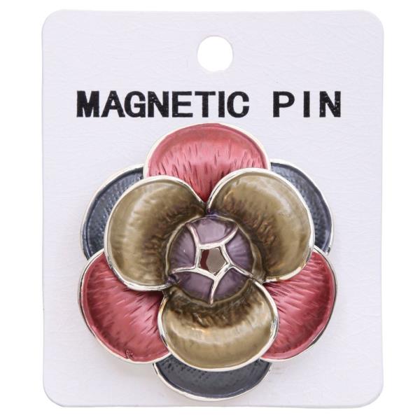 COLORFUL FLOWER MAGNETIC PIN BROOCH