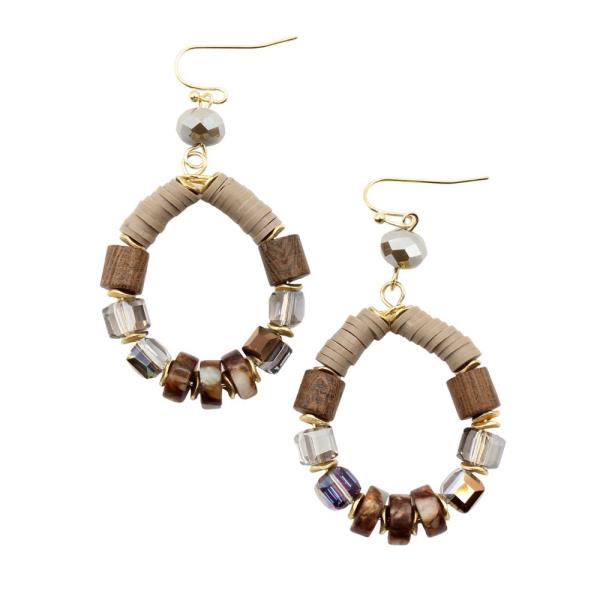 MIXED BEAD TEARDROP DANGLE EARRING