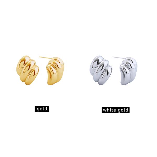 14K GOLD/WHITE GOLD DIPPED GROOVED BALL STUD EARRINGS