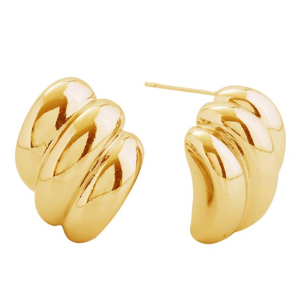 14K GOLD/WHITE GOLD DIPPED GROOVED BALL STUD EARRINGS