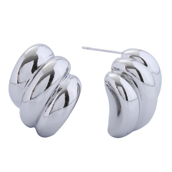 14K GOLD/WHITE GOLD DIPPED GROOVED BALL STUD EARRINGS