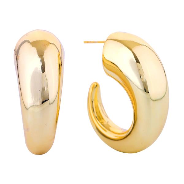 14K GOLD/WHITE GOLD DIPPED SCULPTED CRESCENT EARRINGS