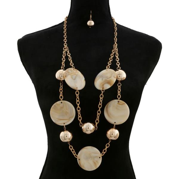 ROUND ACETATE BALL BEAD LINK LAYERED NECKLACE