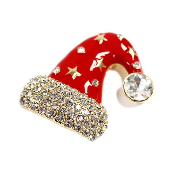 RHINESTONE CHRISTMAS HAT BROOCH