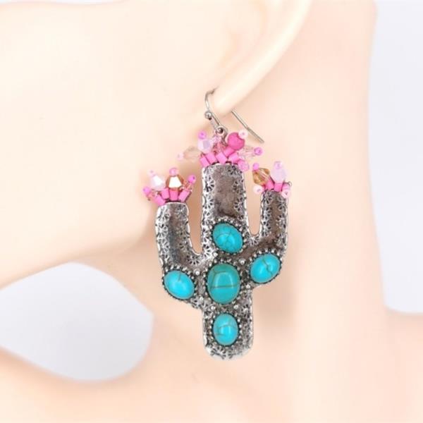 WESTERN CACTUS DANGLE EARRING