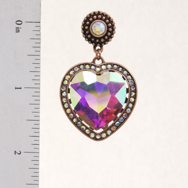 RHINESTONE HEART DANGLE EARRING