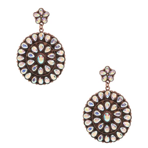 RHINESTONE ROUND METAL EARRING
