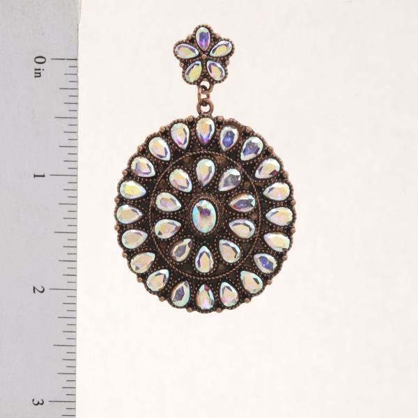 RHINESTONE ROUND METAL EARRING