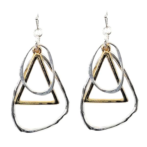TWO TONE GEO SHAPE DANGLE EARRING