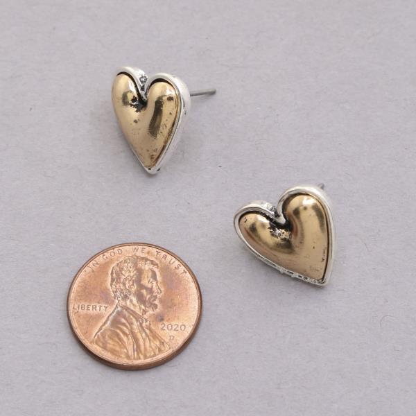 TWO TONE HEART SHAPE EARRING