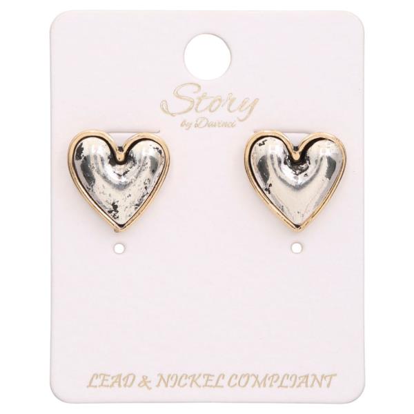 TWO TONE HEART SHAPE EARRING
