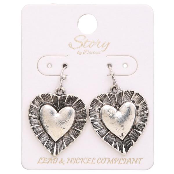 HEART METAL DANGLE EARRING