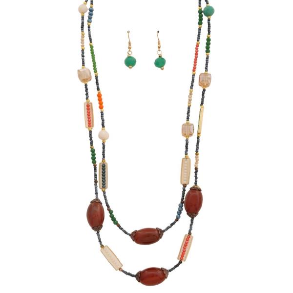 MIXED BEAD LAYERED NECKLACE