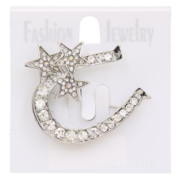 STAR HORSE SHOE METAL RHINESTONE BROOCH
