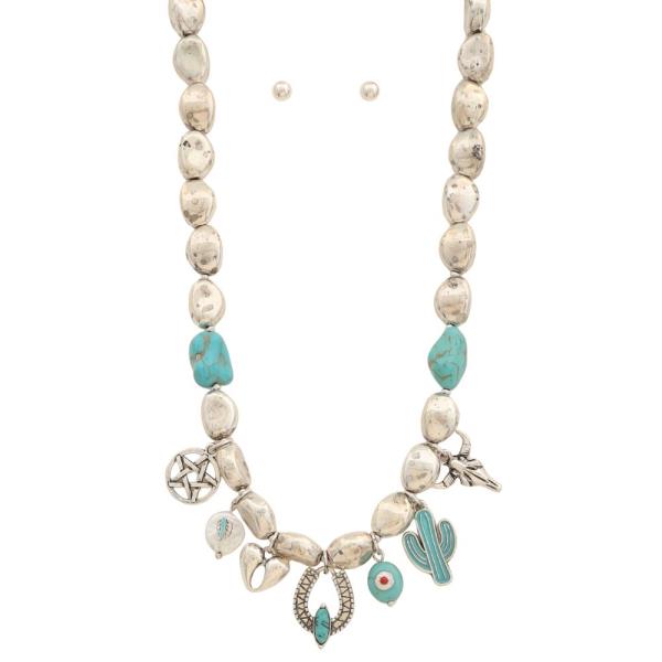 WESTERN STYLE TURQUOISE BEAD NECKLACE