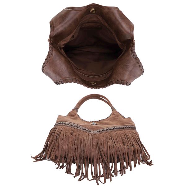 STYLISH FRINGE DESIGN SHOULDER HOBO BAG