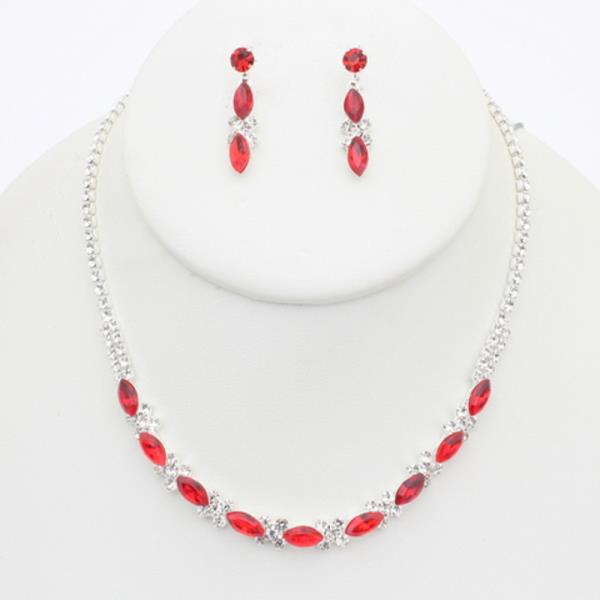 RHINESTONE TEARDROP NECKLACE EARRING SET