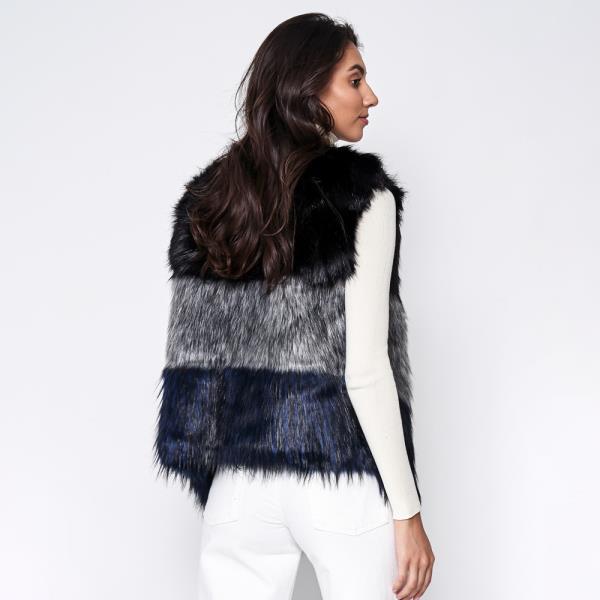 COLORBLOCK FAUX FUR VEST