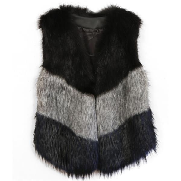 COLORBLOCK FAUX FUR VEST