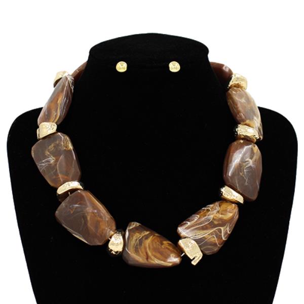 ACETATE MARBLE BEADED NECKLACE