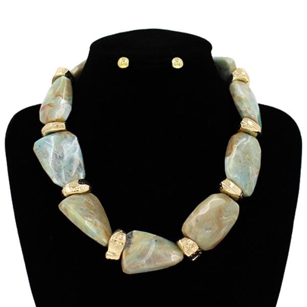 ACETATE MARBLE BEADED NECKLACE