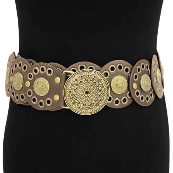 VINTAGE WESTERN WIDE ROUND BUCKLE BELT