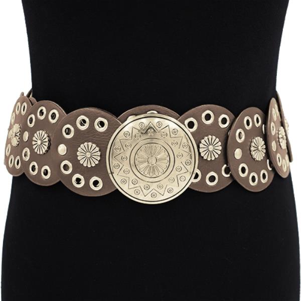 WESTERN Y2K ROUND BUCKLE BELT