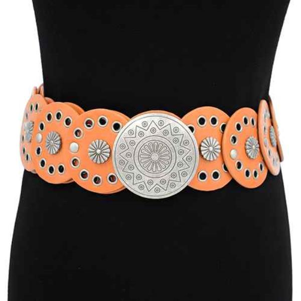 WESTERN Y2K ROUND BUCKLE BELT