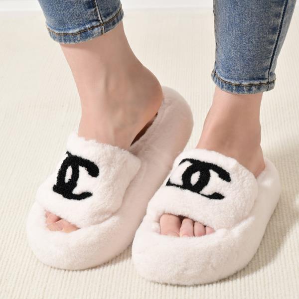 FAUX FUR OPEN TOE COZY INDOOR SLIPPERS