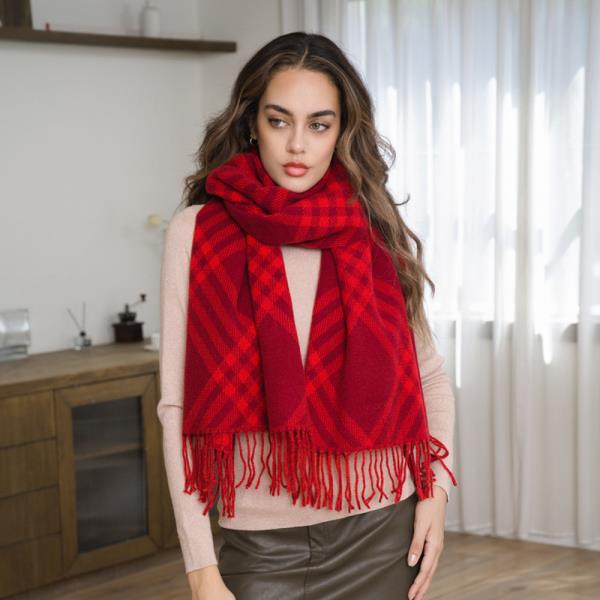 CHECK TASSEL OBLONG SCARF