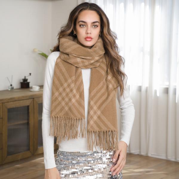 CHECK TASSEL OBLONG SCARF