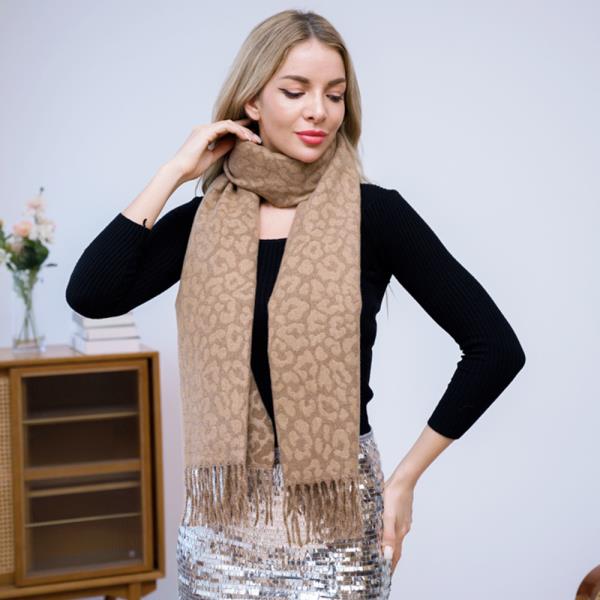 LEOPARD PRINT TASSEL WRAP AROUND SCARF