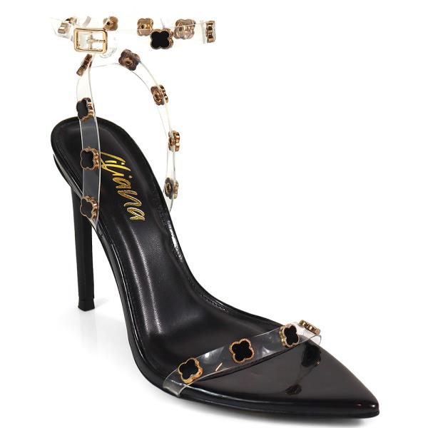 ANKLE STRAP POINTY TOE HEEL W CHARMS 12 PAIRS