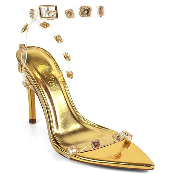 ANKLE STRAP POINTY TOE HEEL W CHARMS 12 PAIRS