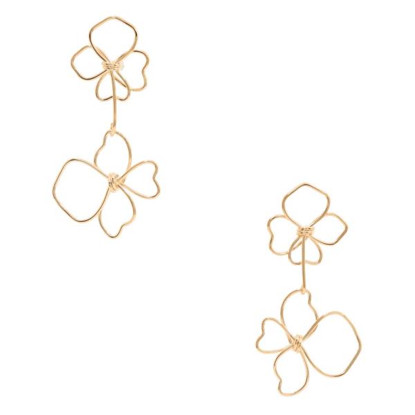 SODAJO DOUBE FLOWER METAL GOLD DIPPED EARRING