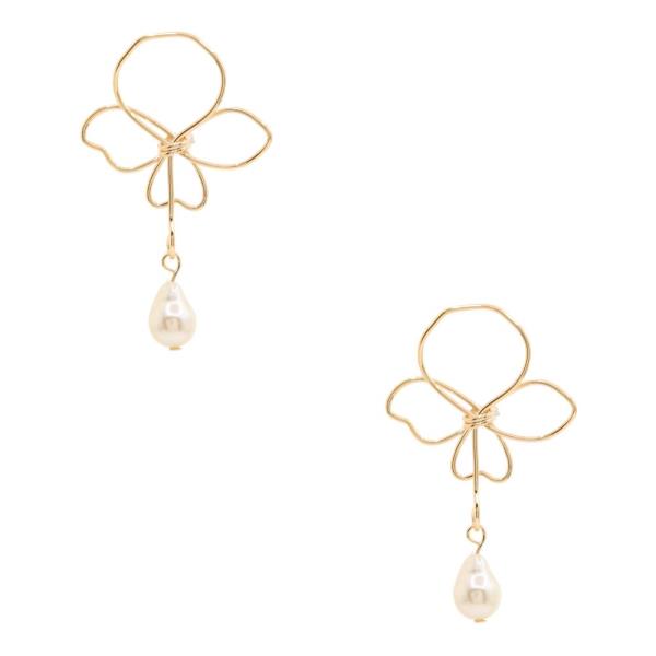 SODAJO FLOWER PEARL BEAD GOLD DIPPED EARRING