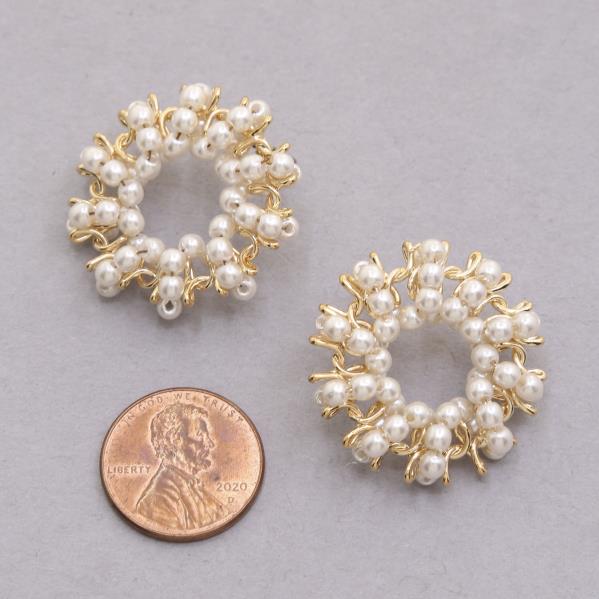 SODAJO PEARL BEAD WIRE METAL GOLD DIPPED EARRING