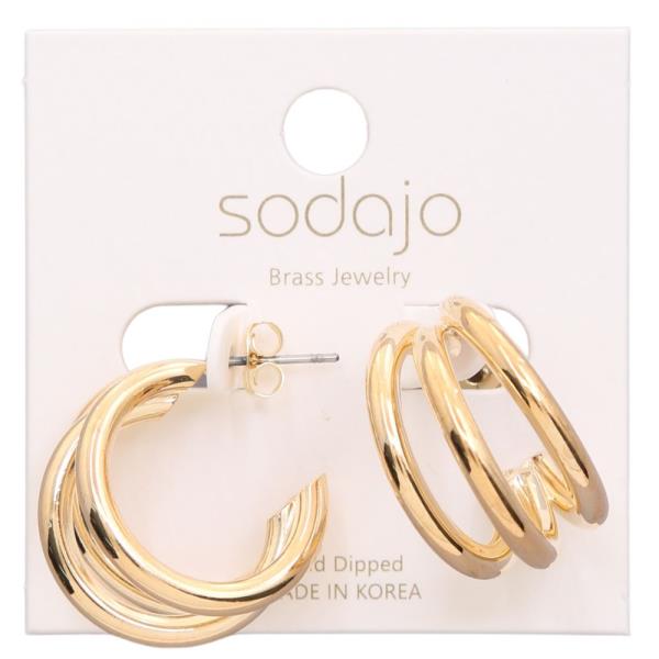 SODAJO TRIPLE HOOP GOLD DIPPED EARRING